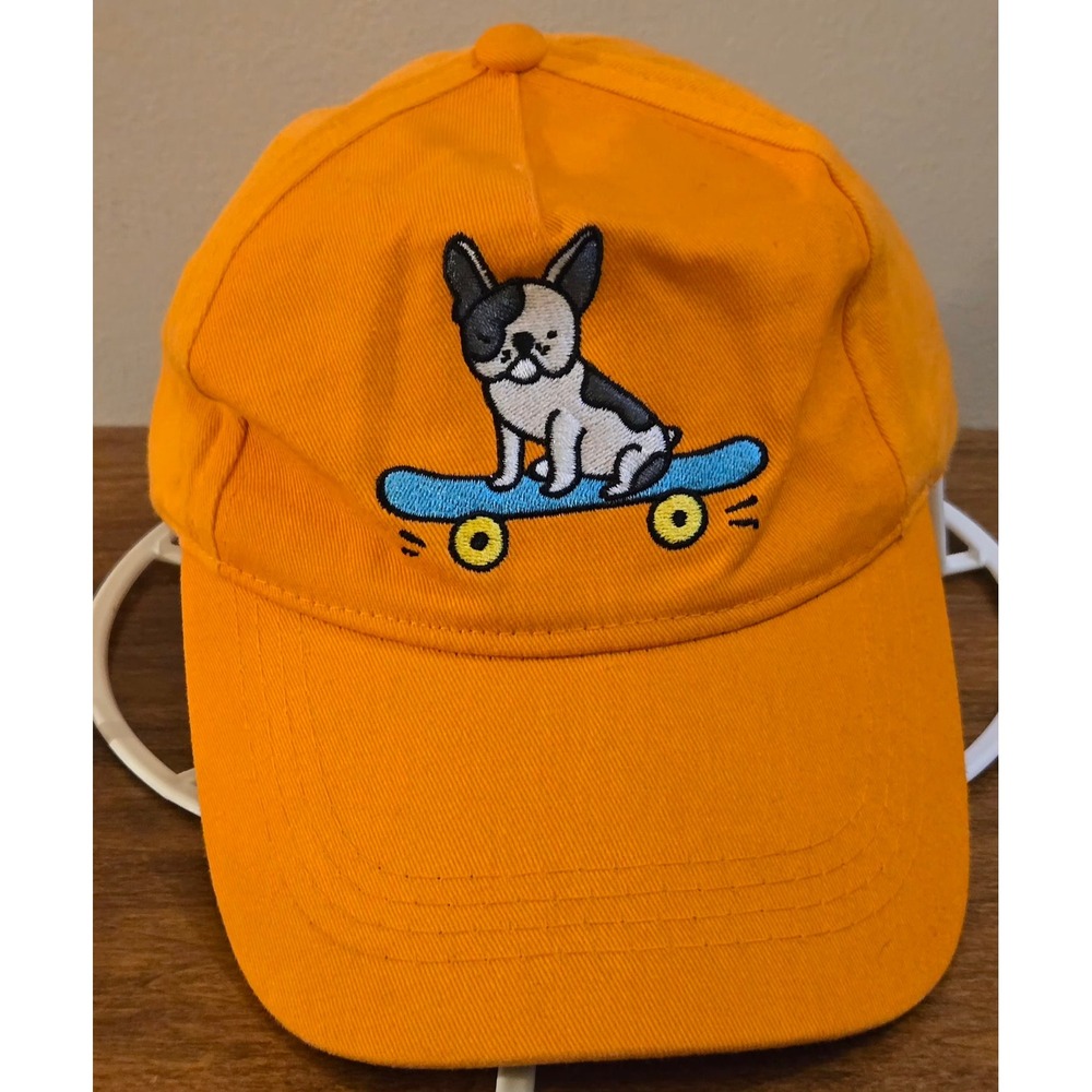 Gertex Orange French Bulldog Skateboard Embroidered Dad Hat Cotton Adjustable